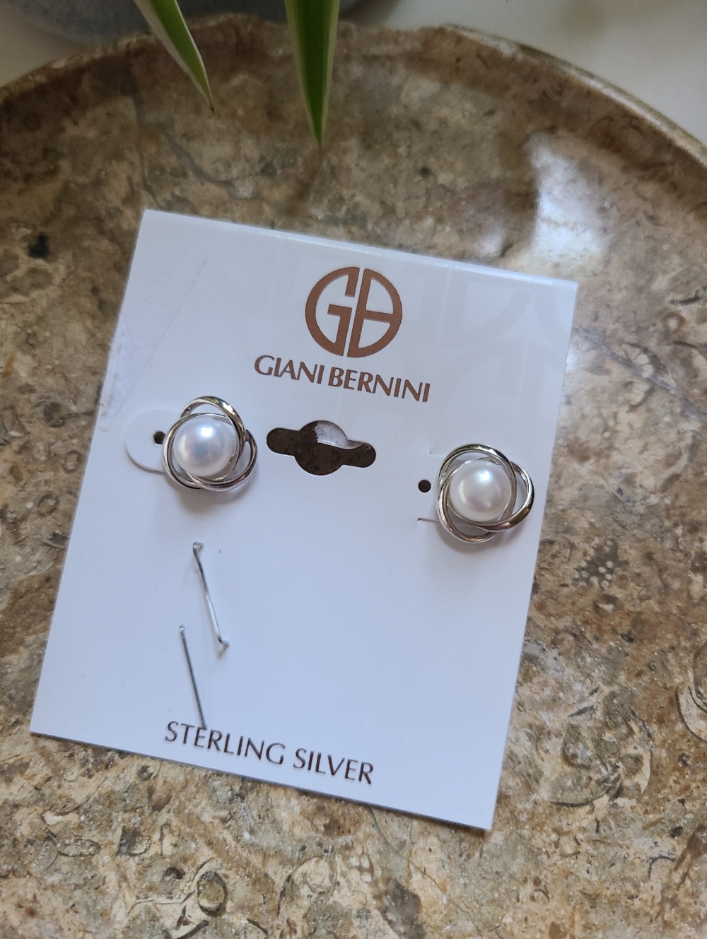 Giani Bernini New Sterling Silver 925 Pearl Stud Earrings $85 Retail